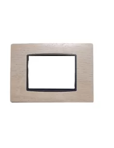 Vimar 20653.32 Klassische 3-Modul-Platte aus weißer Eiche mit schwarzem Innenrahmen